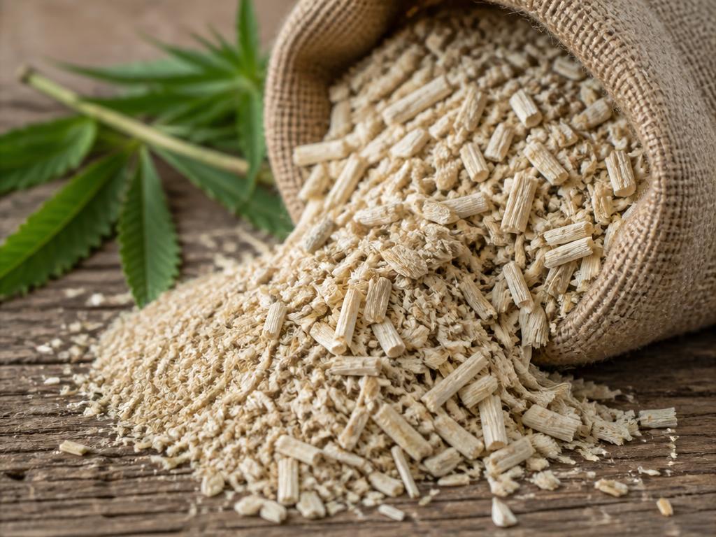 Hemp hurd shiv in coarse and fine grades